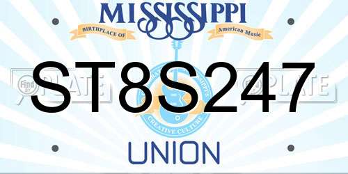 ST8S247 Mississippi License Plate