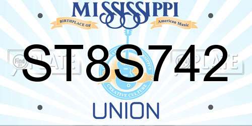 ST8S742 Mississippi License Plate