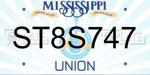 ST8S747 Mississippi License Plate