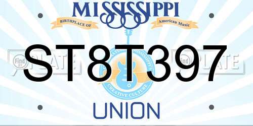 ST8T397 Mississippi License Plate