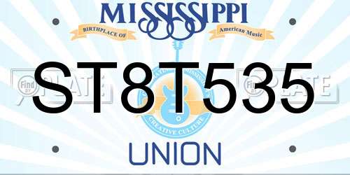 ST8T535 Mississippi License Plate