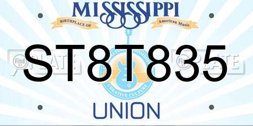 ST8T835 Mississippi License Plate