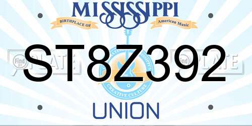 ST8Z392 Mississippi License Plate