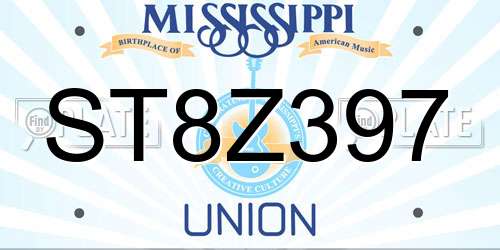 ST8Z397 Mississippi License Plate