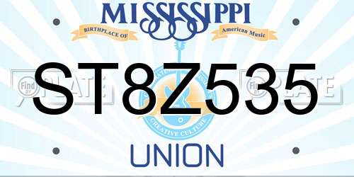 ST8Z535 Mississippi License Plate
