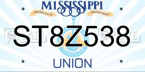 ST8Z538 Mississippi License Plate