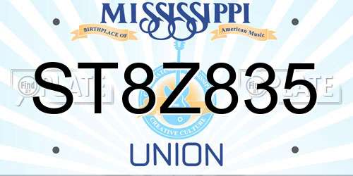ST8Z835 Mississippi License Plate