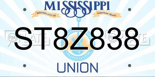 ST8Z838 Mississippi License Plate