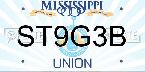 ST9G3B Mississippi License Plate