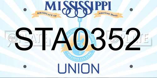 STA0352 Mississippi License Plate