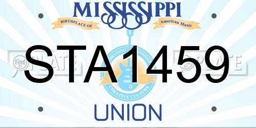 STA1459 Mississippi License Plate