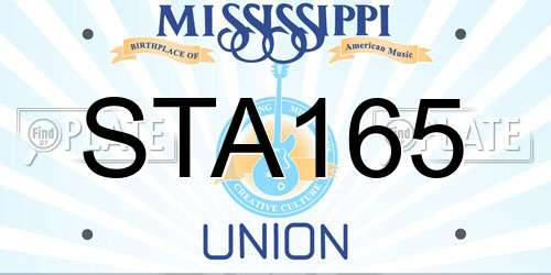 STA165 Mississippi License Plate