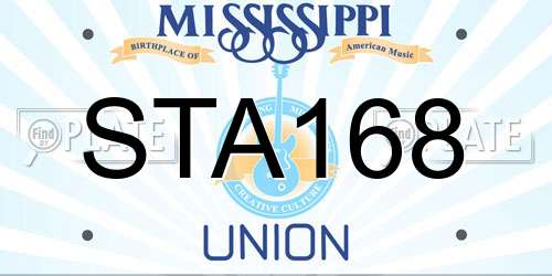 STA168 Mississippi License Plate