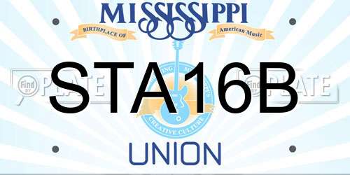 STA16B Mississippi License Plate