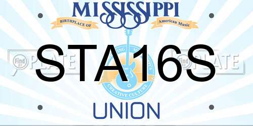 STA16S Mississippi License Plate