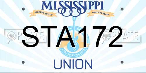 STA172 Mississippi License Plate