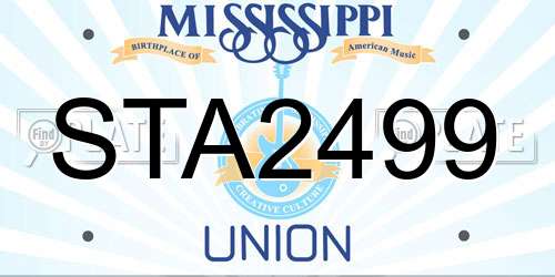 STA2499 Mississippi License Plate