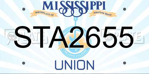 STA2655 Mississippi License Plate