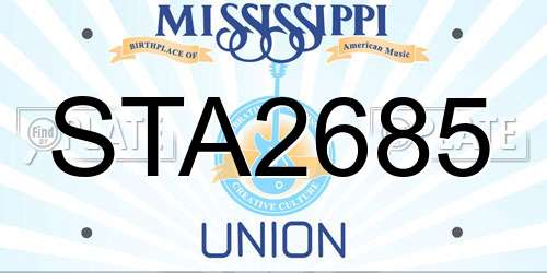 STA2685 Mississippi License Plate
