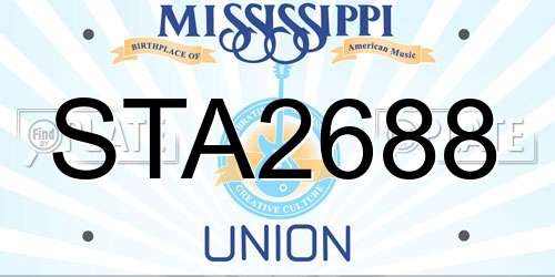 STA2688 Mississippi License Plate