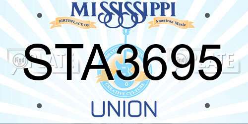 STA3695 Mississippi License Plate