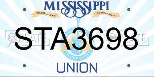 STA3698 Mississippi License Plate