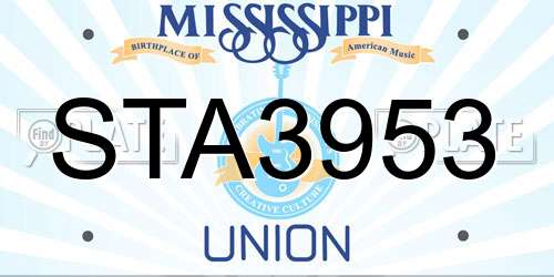 STA3953 Mississippi License Plate