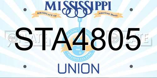 STA4805 Mississippi License Plate