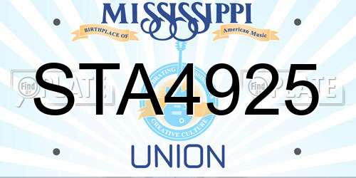 STA4925 Mississippi License Plate