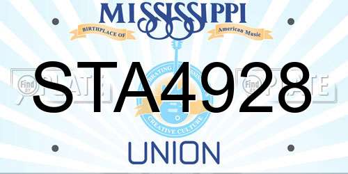 STA4928 Mississippi License Plate