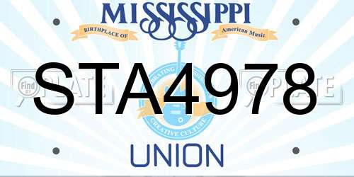 STA4978 Mississippi License Plate