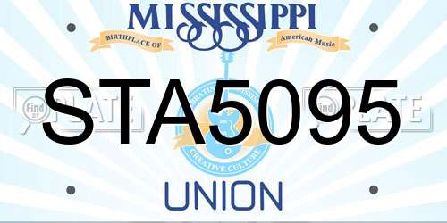STA5095 Mississippi License Plate