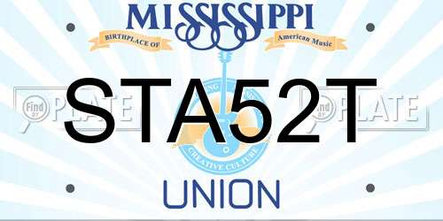 STA52T Mississippi License Plate