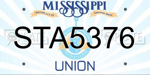 STA5376 Mississippi License Plate