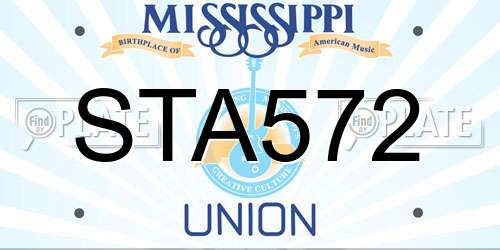 STA572 Mississippi License Plate