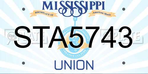 STA5743 Mississippi License Plate