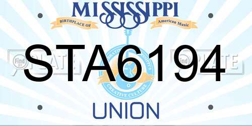 STA6194 Mississippi License Plate