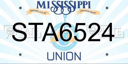 STA6524 Mississippi License Plate