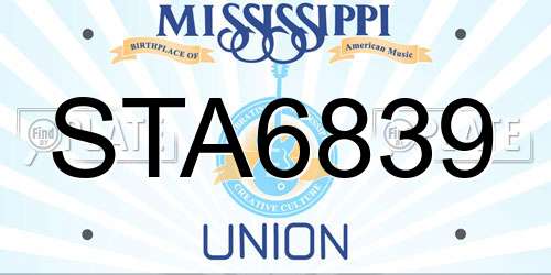 STA6839 Mississippi License Plate