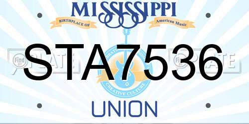 STA7536 Mississippi License Plate