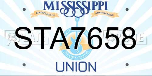 STA7658 Mississippi License Plate