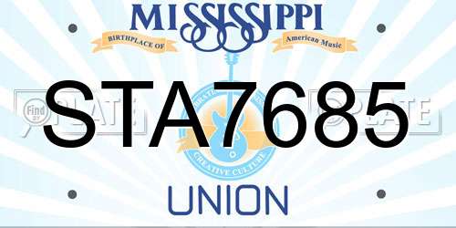 STA7685 Mississippi License Plate