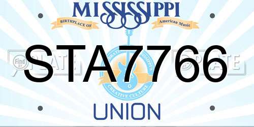 STA7766 Mississippi License Plate