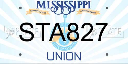 STA827 Mississippi License Plate