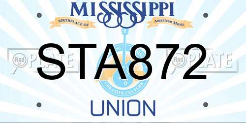 STA872 Mississippi License Plate