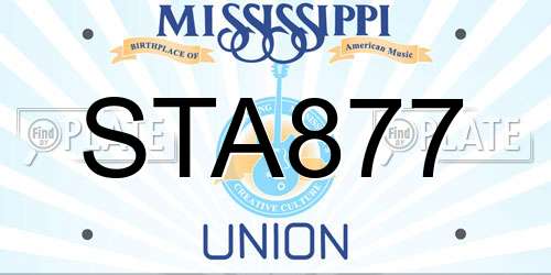 STA877 Mississippi License Plate