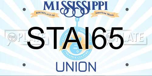 STAI65 Mississippi License Plate