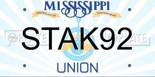 STAK92 Mississippi License Plate