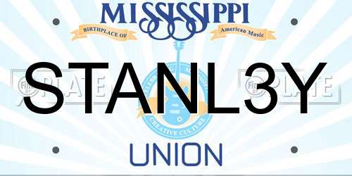 STANL3Y Mississippi License Plate