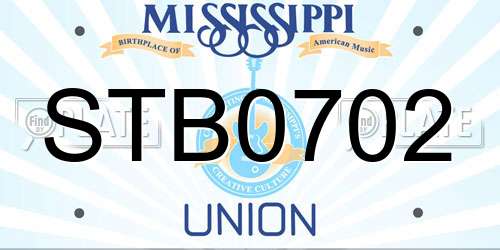 STB0702 Mississippi License Plate